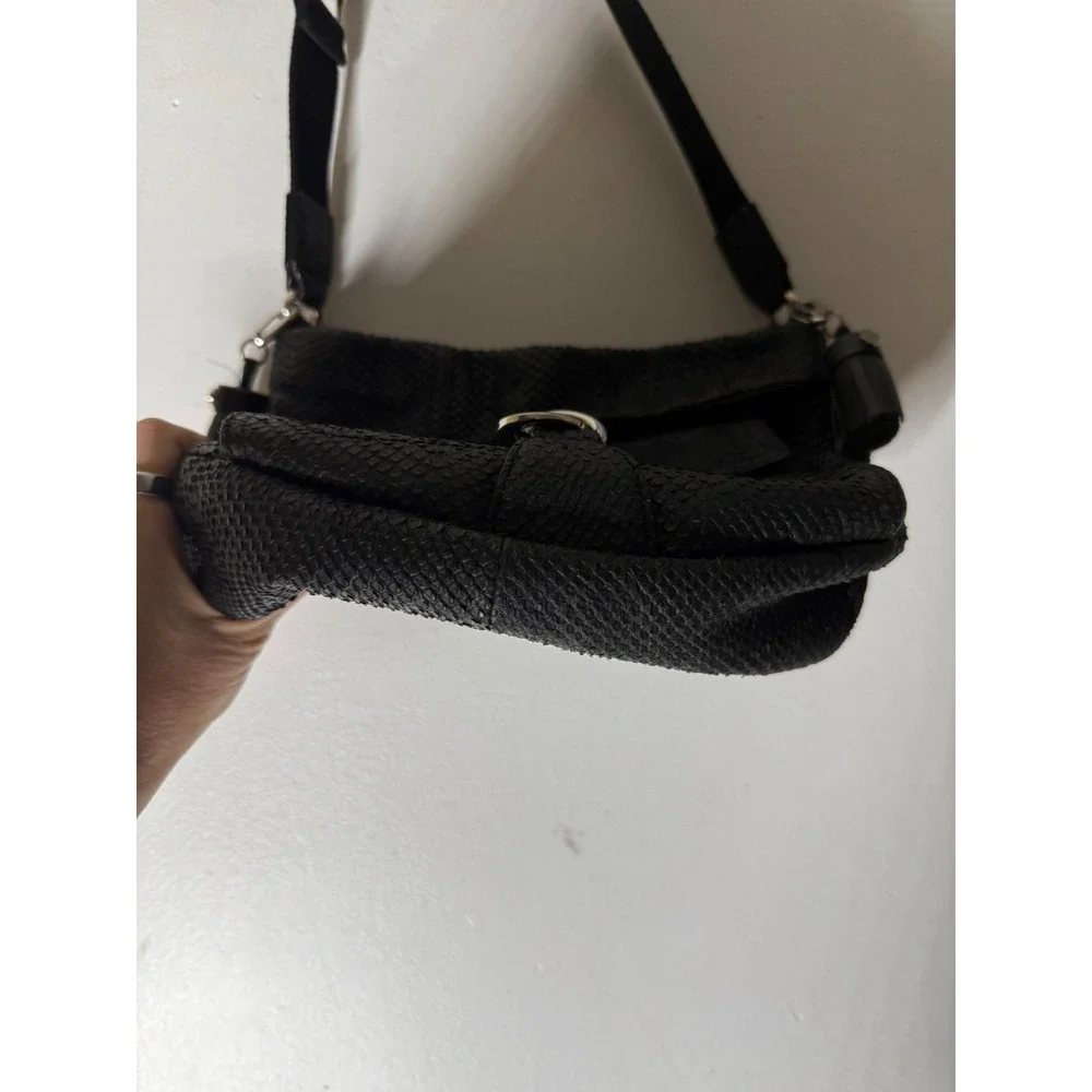 L.A.M.B. Gwen Stefani black textured leather hobo handbag